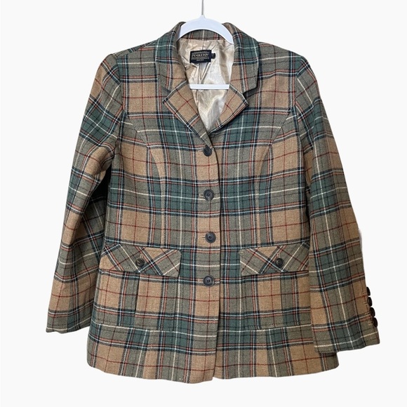 Pendleton Virgin Wool Green Plaid Blazer - Picture 1 of 8